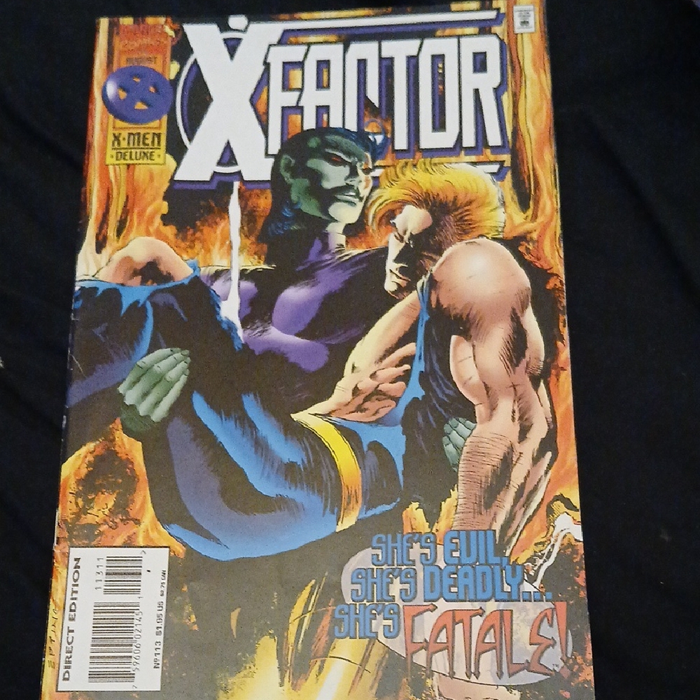 Marvel Blue Character with Intense Features and Orange Accents